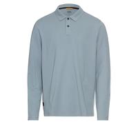 Langarm-Poloshirt CAMEL ACTIVE, Herren, Gr. XXL, blau (stone blau), Obermaterial: 58% Baumwolle, 39% Polyester, 3% Elasthan, unifarben, regular fit taillenbedeckt, Shirts, mit Logo Stickerei (82259941