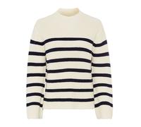 camel active Damen Damen Pullover - Langarm | Strickpulli | Baumwolle | Regular Fit Weiß-Blau, Womenswear-M