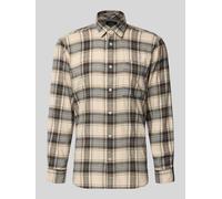 camel active Regular Fit Freizeithemd aus Flanell mit Label-Stitching in Offwhite Melange, Größe XXL