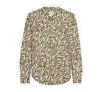 camel active Damen Langarm-Bluse mit Allover-Print Olive-Beige, Womenswear-XL