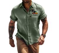 Camicia Casual Button down da Uomo Palm Tree stampata in 3D a Maniche Corte Camicie Vintage larghe Top Della Camicia da spiaggia estiva