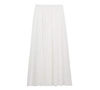 Camilife Damen Chiffon Langer Rock Strandrock Maxirock Chiffonrock Damenrock für Sommer Strand Alltag Party Rock Länge 90cm / 100cm - Einfarbig - Weiß - Groß