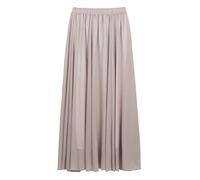 CAMILIFE Damen Chiffon Langer Rock Strandrock Maxirock Chiffonrock Damenrock für Sommer Strand Alltag Party Rocklänge 100cm - Einfarbig Hellgrau