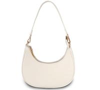 Camilife Halbmond Schultertasche für Damen, PU Leder, Reißverschluss, Retro-Design, Y2k Mode, Hobo Bag, 30 x 25 x 15 cm (Beige)