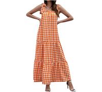 Camis Vest Kleid für Frauen Tube Top Lace-up Sling Rock Plaid Printed Big Swing Damenkleider knöchellang Lange Kleider