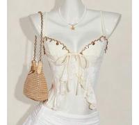 Camisole im Bohemian-Stil mit geschlitztem Saum und strukturiertem Jacquard-Stoff