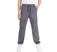 CAMLAKEE Kinder Cargohose Jogginghose Jungen Cargo Jogger Hose Jungs Leicht Freizeithose mit Elastische Taille Grau DE:164 (Herstellergröße 170)