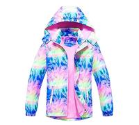 CAMLAKEE Mädchen Regenjacke Gefütterte Kinder Softshelljacke Übergangsjacke Warme Jacke Gedruckt Winterjacke Violett DE: 128-134 (Herstellergröße 130)