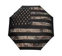 Camo-Block Mit Amerikanischer Flagge Regenschirm Taschenschirm Auf-Zu Automatik Schirme Winddicht Leicht Kompakt UV-Schutz Reise Schirm für Jungen Mädchen Strand Frauen
