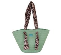 Camomilla Damen Korbtasche, Strandtasche, Naturfasern, Kollektion Leo, Größe M, Farbe Grün