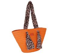 Camomilla Damen Korbtasche, Strandtasche, Naturfasern, Kollektion Leo, Größe M, Farbe Orange