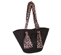 Camomilla Damen Korbtasche, Strandtasche, Naturfasern, Kollektion Leo, Größe M, Farbe Schwarz