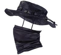 CAMOTER Camo Boonie Sonnenhut mit Gesichtsmaske, UV-Schutz, Fischerhut, Fischerhut für Jagd, Wandern, Militär, taktische Safari, Camo Cp Black, EinheitsgröÃŸe