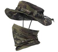 CAMOTER Camo Boonie Sonnenhut mit Gesichtsmaske, UV-Schutz, Fischerhut, Fischerhut für Jagd, Wandern, Militär, taktische Safari, Camo Cp Green, Einheitsgröße