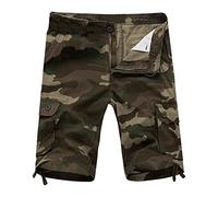 Camouflage Kurze Hosen Herren Sale Cargo Shorts Herren mit Multi Taschen Wanderhose Baumwolle Bermuda Arbeitshosen Männer Kurz Cargohose Sommer Freizeithose Sport Camping Tarnen Arbeitsshorts
