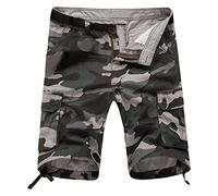Camouflage Kurze Hosen Herren Sale Cargo Shorts Herren mit Multi Taschen Wanderhose Baumwolle Bermuda Arbeitshosen Männer Kurz Cargohose Sommer Freizeithose Sport Camping Tarnen Arbeitsshorts