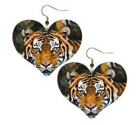 Camouflage-Tiger-Leder-Ohrringe für Damen, Herz-Ohrringe, leicht, baumelnd, Schmuck, Geschenke, One Size, Kein Edelstein
