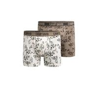 Camp David Herren Boxershorts 2er-Pack, Baumwoll-Stretch mit All Over Print und elastischem Logobund, Oeko-TEX Zertifiziert Birch/Taupe, L