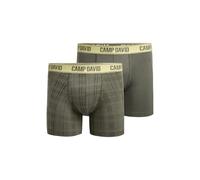 Camp David Herren Boxershorts 2er-Pack, Baumwoll-Stretch mit All Over Print und elastischem Logobund, Oeko-TEX Zertifiziert Khaki/Khaki, XXL