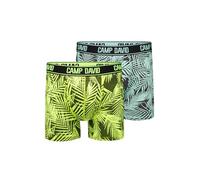 Boxershorts CAMP DAVID "Set:", Herren, Gr. M, bunt (aqua, neon lime), Material: 60% Baumwolle, 35% Polyamid, 5% Elasthan, bedruckt, eng, Unterhosen, mit All Over Print (90254349-M) aqua, neon lime