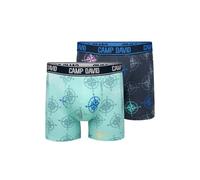 Camp David Herren Boxershorts mit All Over Print, 2er-Pack Blue Navy/Sun Aqua M