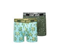 Camp David Herren Boxershorts mit All Over Print, 2er-Pack Khaki/Aqua XXL