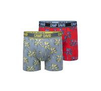 Camp David Herren Boxershorts mit All Over Print, 2er-Pack Surf Grey/Red M