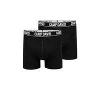 Camp David Herren Boxershorts mit Logo-Bund, 2er-Pack - Baumwoll-Stretch Unterwäsche Oeko-TEX Standard 100 (S-3XL) Black/Black, S