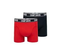 Camp David Herren Boxershorts mit Logo-Bund, 2er-Pack - Baumwoll-Stretch Unterwäsche Oeko-TEX Standard 100 (S-3XL) Red/Navy, XXL