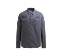 Camp David Herren Cargohemd mit Rippstruktur und Logo-Stickereien Blue Shades, XXXL