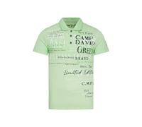 Camp David Herren Gestreiftes Polo mit Prints und Stickereien Green Lemon, L