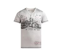 Henleyshirt CAMP DAVID, Herren, Gr. 4XL, grau (ash), Material: 100% Baumwolle, bedruckt, casual, regular fit normal, Kurzarm eingesetzt gerader Abschluss, Shirts, mit offener Kante am Ausschnitt (6781