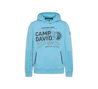 Kapuzensweatshirt CAMP DAVID, Herren, Gr. M, power blau, Material: 50% Baumwolle, 50% Polyester, bedruckt, relaxed fit, Rundhals, eingesetzt Rippbündchen, Sweatshirts, mit Reißverschluss-Taschen (8908