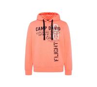Kapuzensweatshirt CAMP DAVID, Herren, Gr. M, speed orange neon, Sweatware, Material: 52% Baumwolle, 48% Polyester, bedruckt, relaxed fit normal, Rundhals, eingesetzt Rippbündchen, Sweatshirts, mit Bau