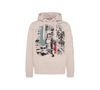 Kapuzensweatshirt CAMP DAVID, Herren, Gr. L, silbery, angeraute Sweatware, Material: 72% Baumwolle, 28% Polyester, bedruckt, regular fit normal, Rundhals, eingesetzt Rippbündchen, Sweatshirts, mit wei