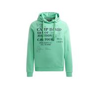 Kapuzensweatshirt CAMP DAVID, Herren, Gr. S, flight grün, Sweatware, Material: 60% Baumwolle, 40% Polyester, bedruckt, relaxed fit normal, Rundhals, eingesetzt Rippbündchen, Sweatshirts, mit Kontrastn