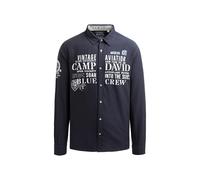 Camp David Herren Jacquard-Langarmhemd mit Artworks Blue Navy, XXL