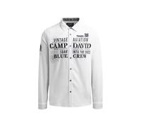 Camp David Herren Jacquard-Langarmhemd mit Artworks Opticwhite, XXL