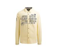 Camp David Herren Jacquard-Langarmhemd mit Artworks Yellow Sun, XXL