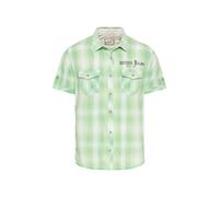 Camp David Herren Karohemd Kurzarm mit Klappentaschen Green Lemon, L