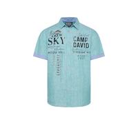 Camp David Herren Kurzarmhemd aus Leinen mit Artworks Sea Mint M