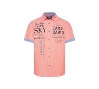 Camp David Herren Kurzarmhemd aus Leinen mit Artworks Speed Orange M