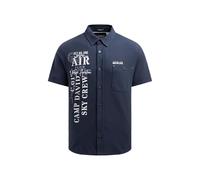 Camp David Herren Kurzarmhemd aus Pikee mit Artworks und Brusttasche Blue Navy, L