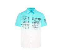 Camp David Herren Kurzarmhemd Dip Dye mit Artworks Lagoon Blue, 4XL