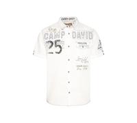 Camp David Herren Kurzarmhemd mit Logo-Applikationen Ivory L