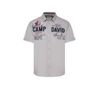 Camp David Herren Kurzarmhemd mit Vintage-Waschung und Artworks Polo Grey, L