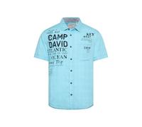 Camp David Herren Kurzarmhemd mit Webkaro und Logo Artworks Fresh Aqua, 4XL