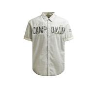 Camp David Herren Kurzarmhemd Muscle Fit Gestreiftes Freizeithemd mit Logo Stickerei 100% Baumwolle Sommerhemd Green Olive, XXL