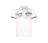 Camp David Herren Kurzarmpolo mit Flockprint und Tapes Ivory M