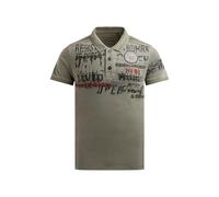 Camp David Herren Kurzarmpolo mit Tapes und Logo-Applikationen Vintage Khaki, 4XL